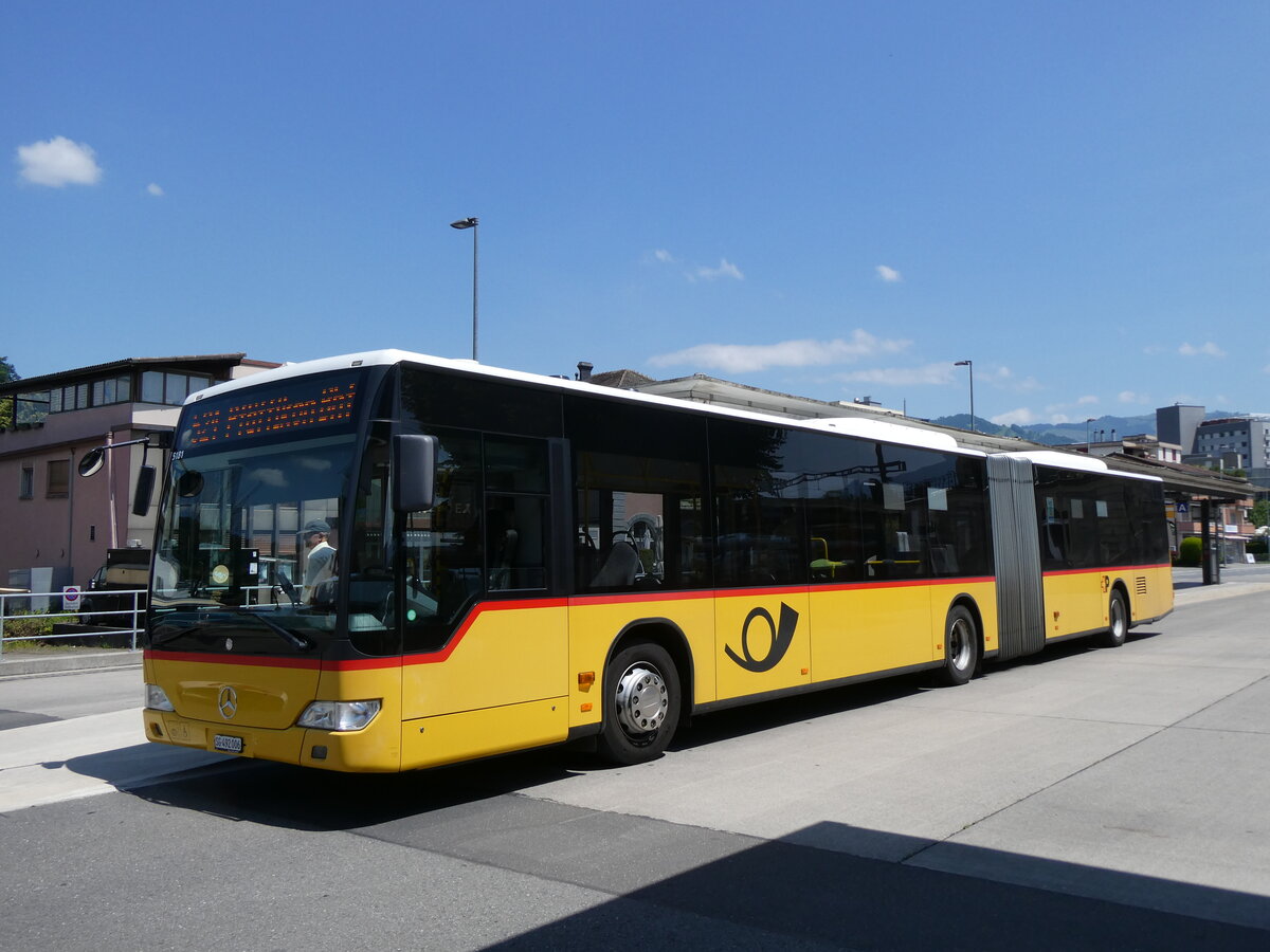 (276'830) - PostAuto Ostschweiz - SG 492'006/PID 5181 - Mercedes (ex SZ 58'001; ex Kistler, Reichenburg) am 17. Juni 2025 beim Bahnhof Uznach