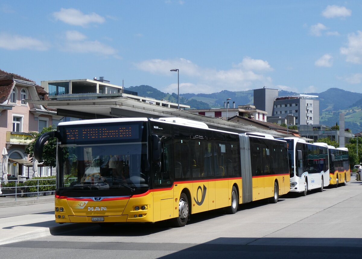 (276'838) - PostAuto Ostschweiz - SG 436'001/PID 11'248 - MAN (ex 61'601) am 17. Juni 2025 beim Bahnhof Uznach