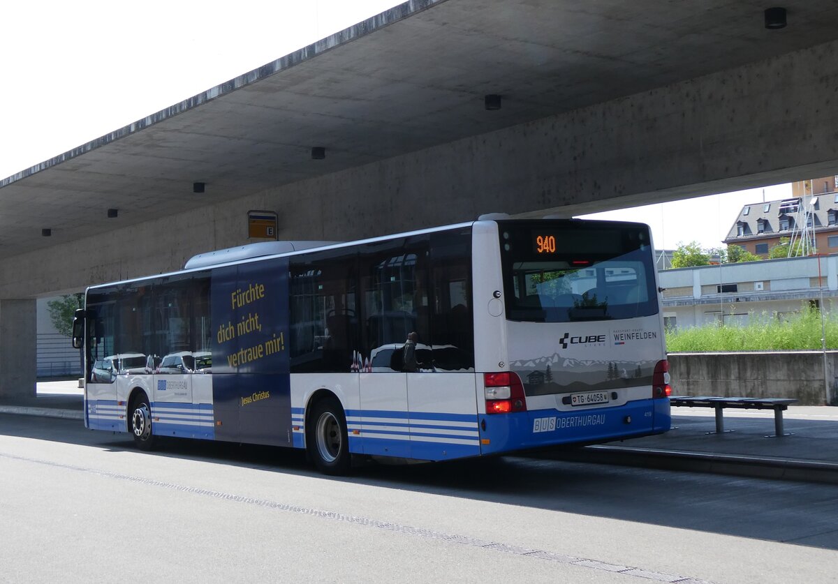 (276'860) - BOTG Amriswil - Nr. 419/TG 64'058 - MAN (ex StadtBUS, Frauenfeld Nr. 915; ex RTB Altsttten Nr. 915; ex PostBus/A BD 15'345) am 17. Juni 2025 in Arbon, Bushof