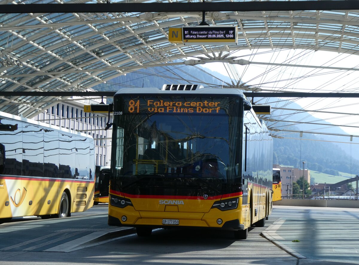 (276'959) - PostAuto Graubnden - GR 177'050/PID 12'108 - Scania am 18. Juni 2025 in Chur, Postautostation