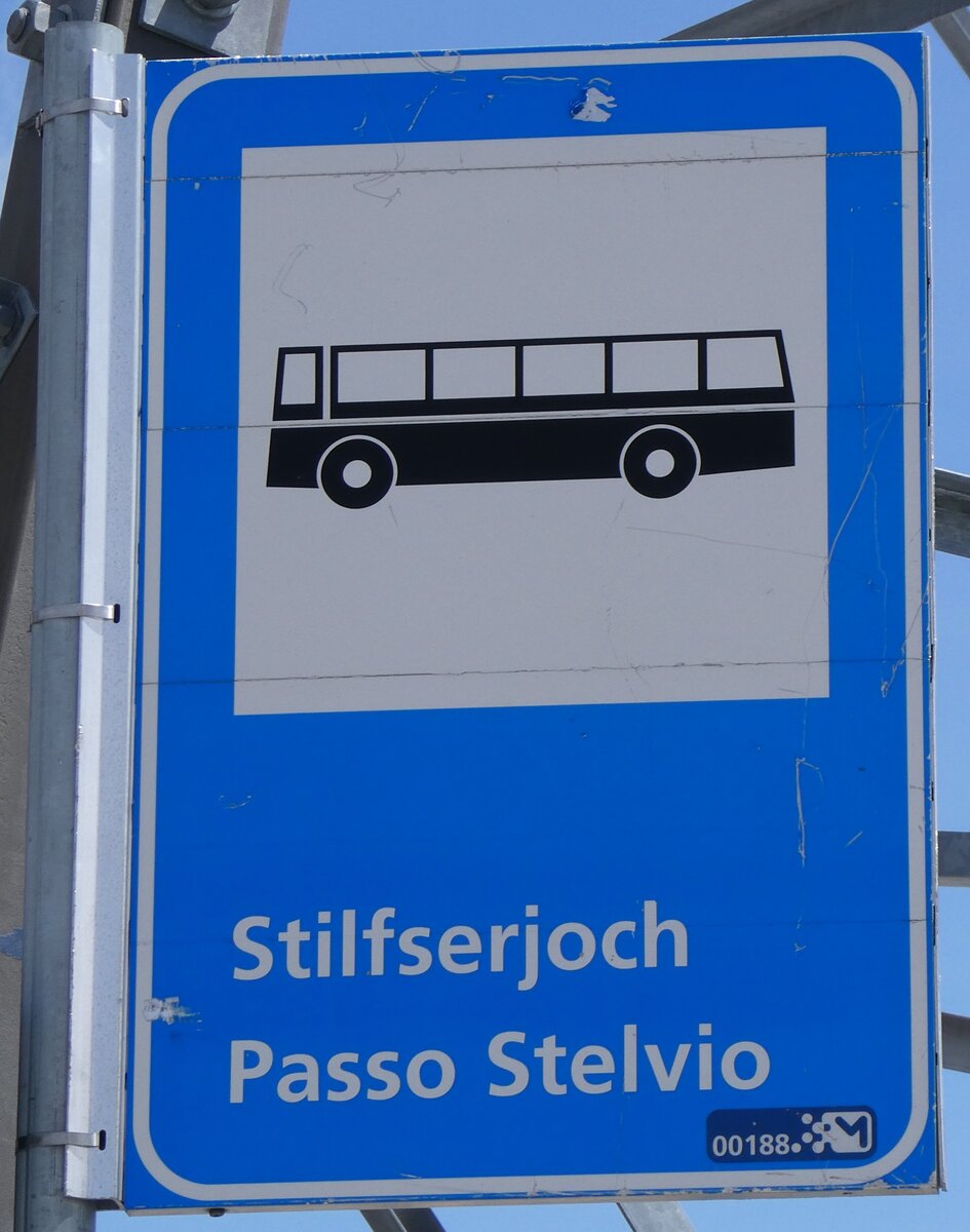 (277'020) - s�dtirolmobil-Haltestellenschild - Stilfserjoch/Passo Stelvio - am 19. Juni 2025