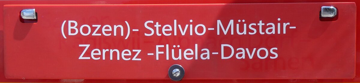 (277'047) - Routentafel - (Bozen)-Stelvio-Mstair-Zernez-Flela-Davos - am 19. Juni 2025 auf dem Stilfserjoch