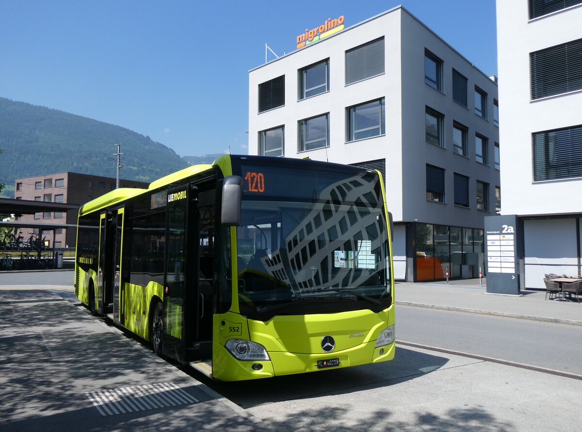 (277'134) - Aus Liechtenstein: BOS PS Anstalt, Vaduz - Nr. 552/FL 40'219 - Mercedes (ex PLA Vaduz Nr. 47/PID 10'909) am 20. Juni 2025 beim Bahnhof Sargans