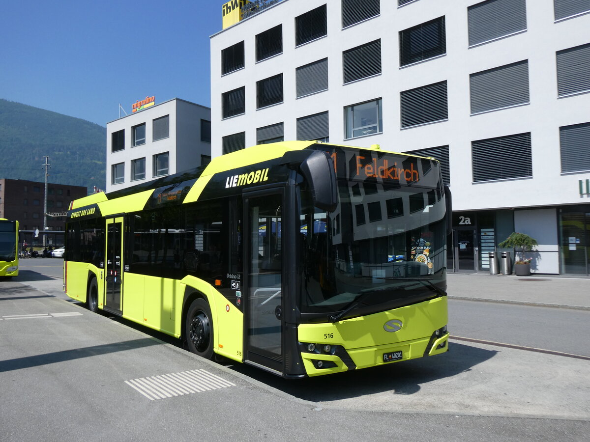 (277'136) - Aus Liechtenstein: BOS PS Anstalt, Vaduz - Nr. 516/FL 40'201 - Solaris am 20. Juni 2025 beim Bahnhof Sargans