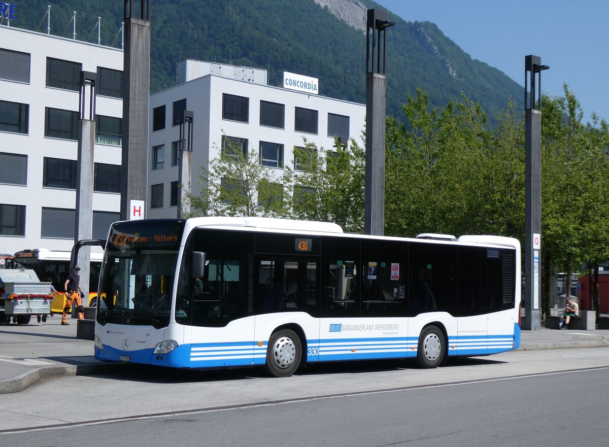 (277'137) - BSW Sargans - Nr. 330/SG 297'509 - Mercedes am 20. Juni 2025 beim Bahnhof Sargans