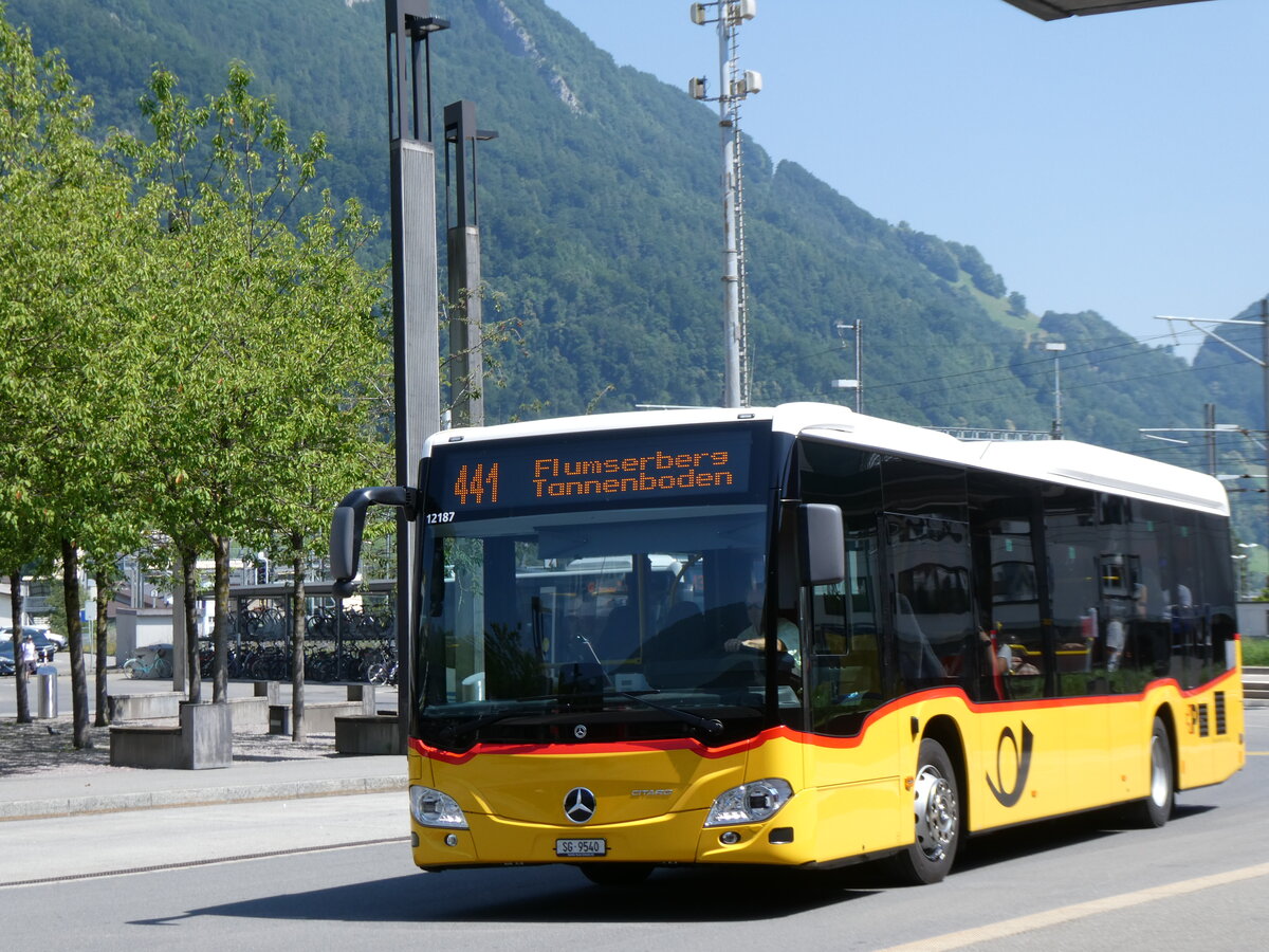 (277'141) - Heim, Flums - SG 9540/PID 12'187 - Mercedes am 20. Juni 2025 beim Bahnhof Sargans