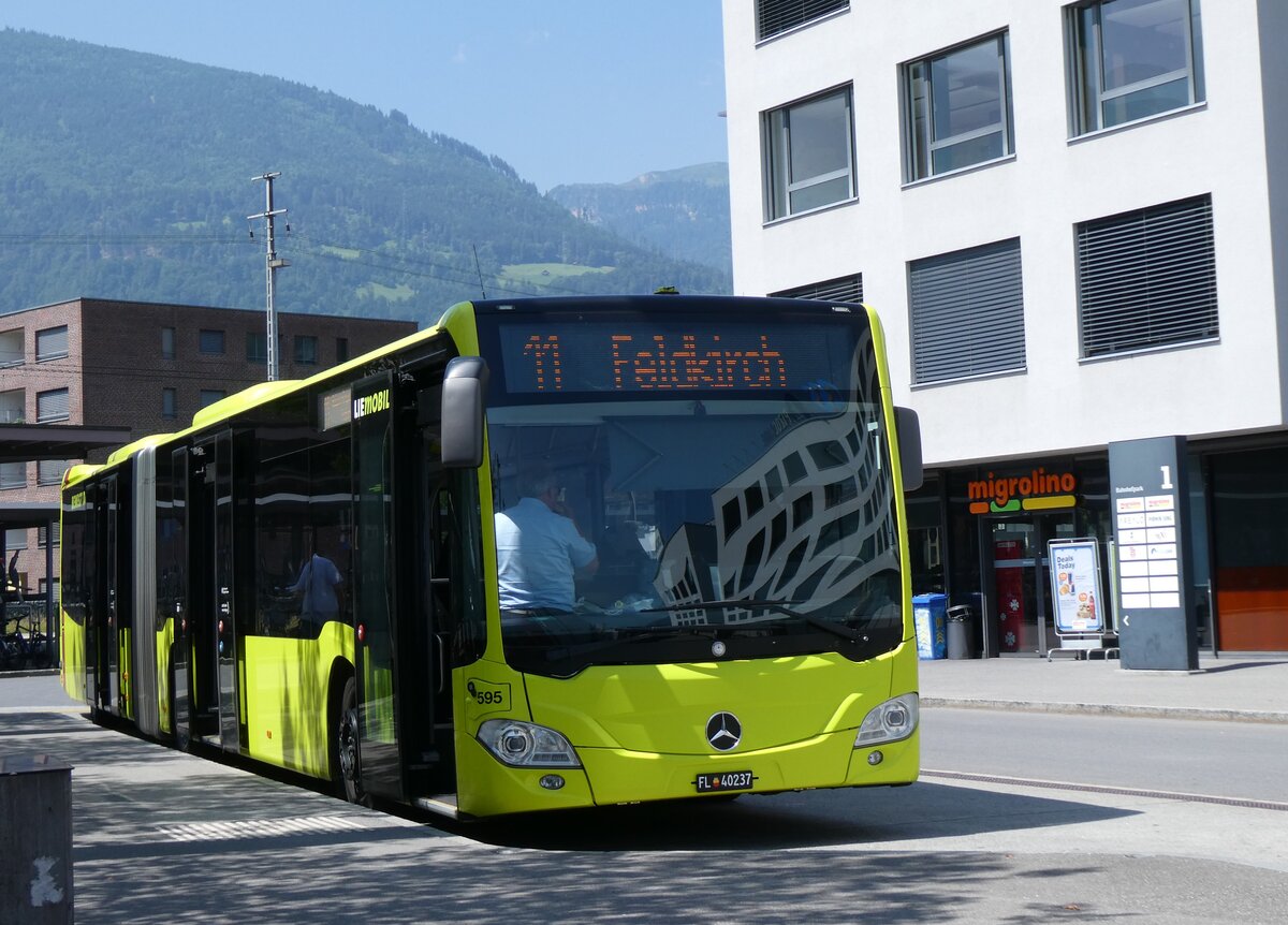 (277'143) - Aus Liechtenstein: BOS PS Anstalt - Nr. 595/FL 40'237 - Mercedes (ex PLA Vaduz Nr. 63/PID 10'593) am 20. Juni 2025 beim Bahnhof Sargans