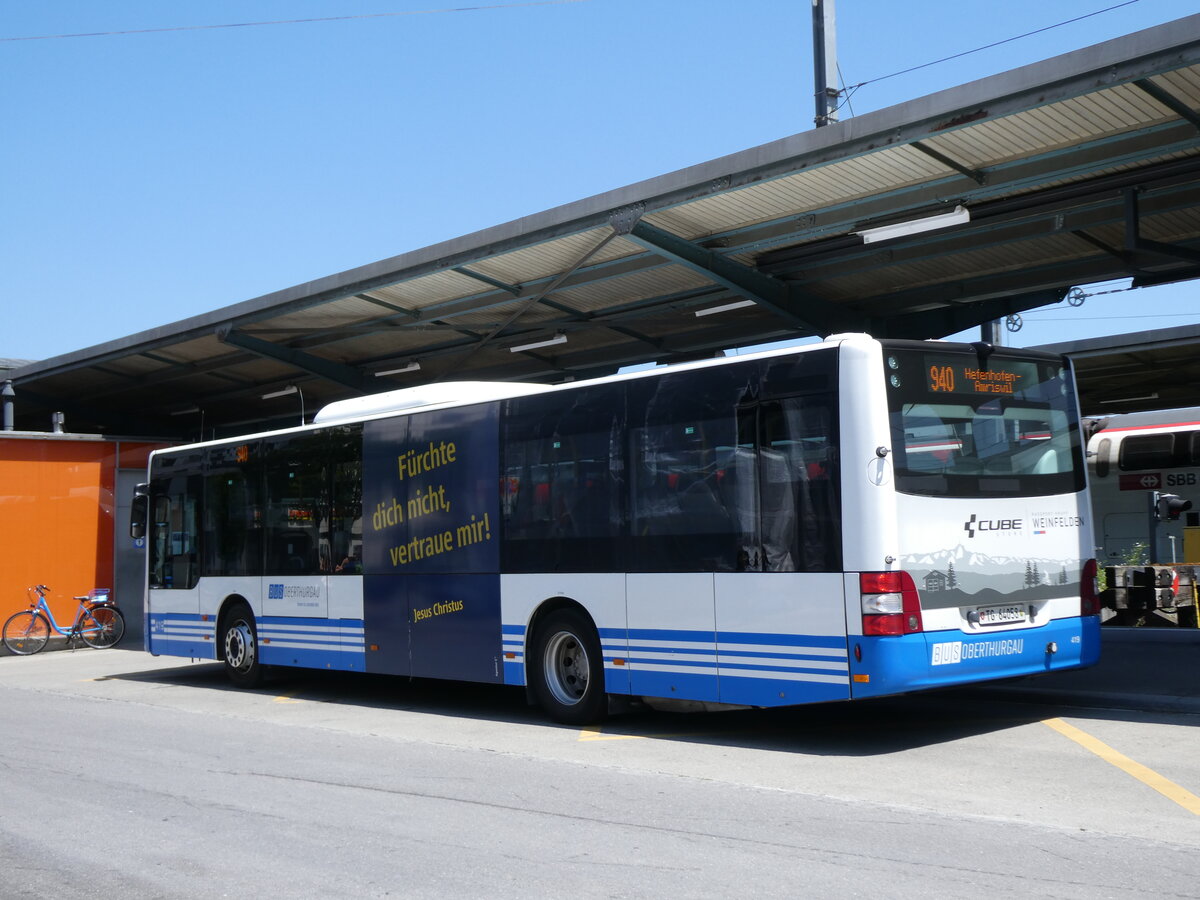(277'149) - BOTG Amriswil - Nr. 419/TG 64'058 - MAN (ex StadtBUS, Frauenfeld Nr. 915; ex RTB Altsttten Nr. 915; ex PostBus/A BD 15'345) am 20. Juni 2025 beim Bahnhof Romanshorn