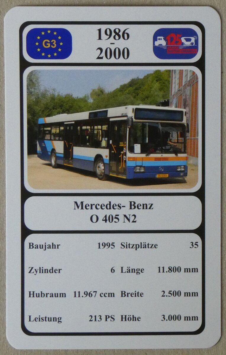 (277'214) - Quartett-Spielkarte mit Mercedes-Benz O 405 N2 von 1995 am 22. Juni 2025 in Thun