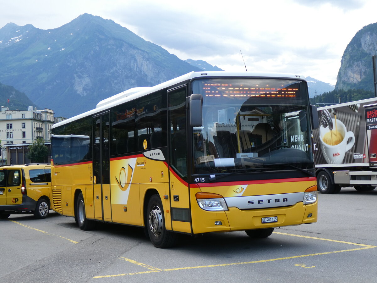 (277'367) - PostAuto Bern - BE 401'465/PID 4715 - Setra (ex AVG Meiringen Nr. 65) am 1. Juli 2025 in Meiringen, Postautostation