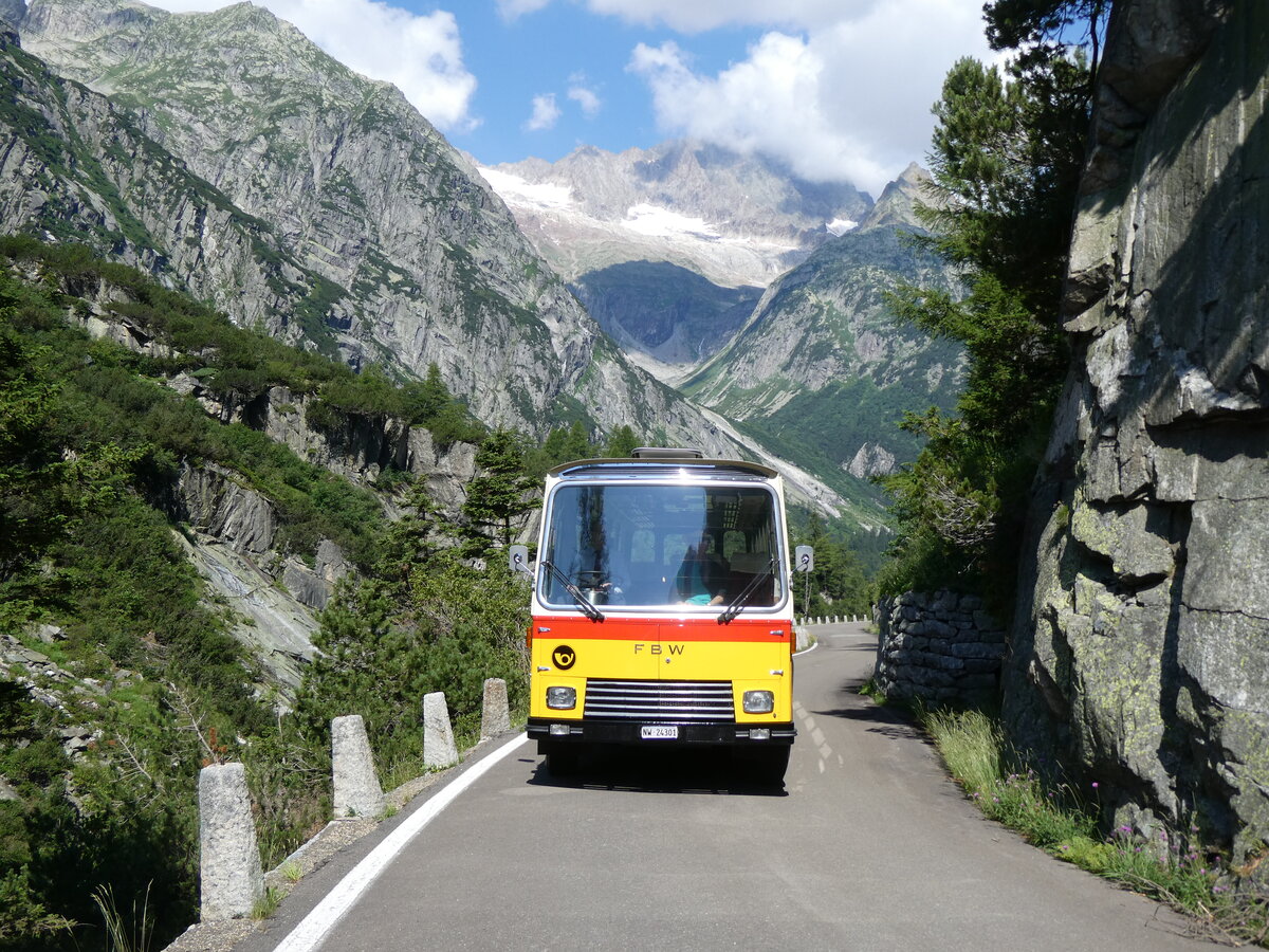 (277'394) - Lambach, Gommiswald - NW 24'301 - FBW/Eggli (ex Tanner+Lambach, Reigoldswil; ex Lambach, Rieden; ex Meier, Grt; ex AVG Grindelwald Nr. 13; ex P 24'182) am 1. Juli 2025 auf der alten Grimselstrasse