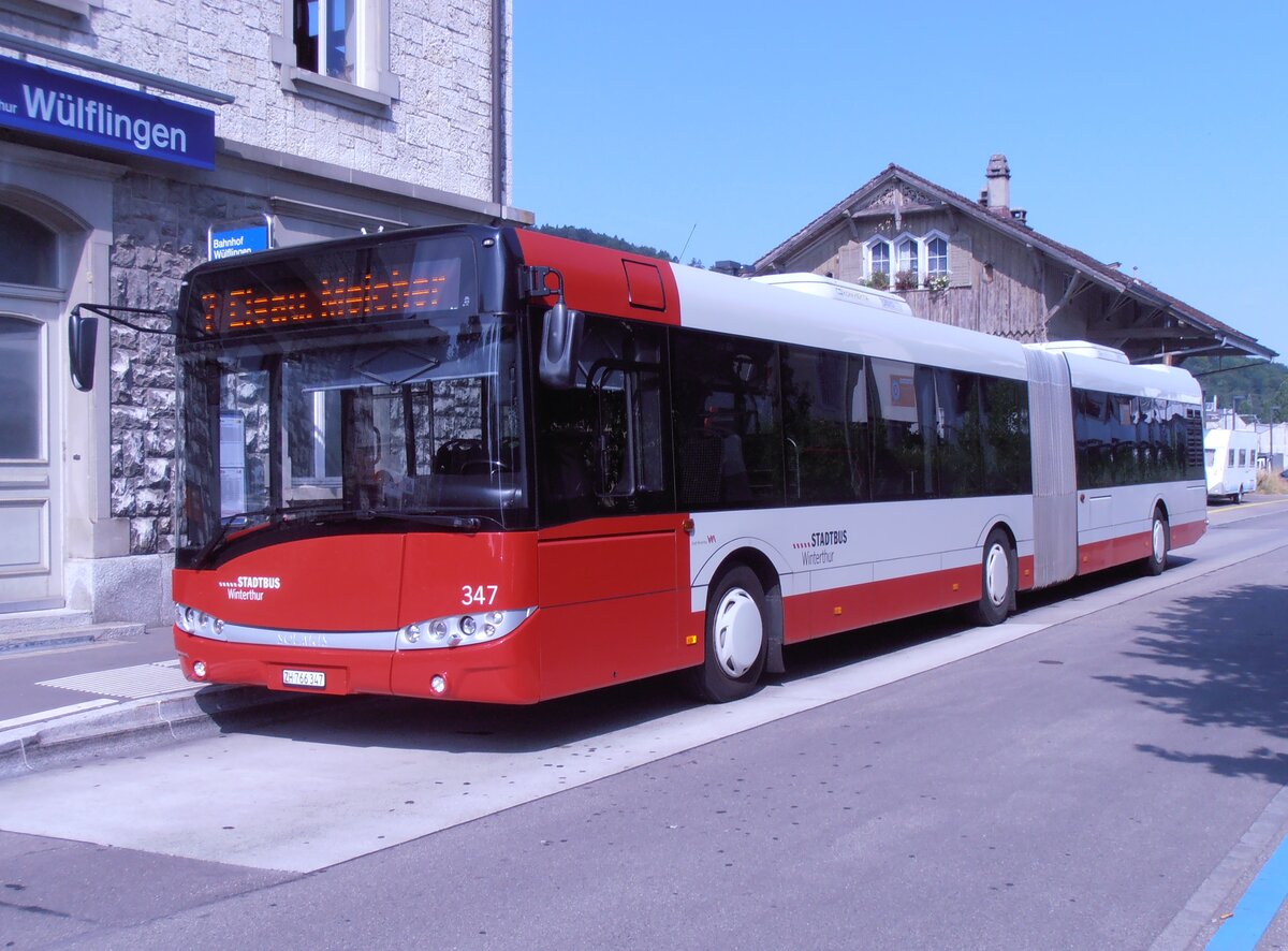 (277'592) - SW Winterthur - Nr. 347/ZH 766'347 - Solaris am 5. Juli 2025 beim Bahnhof Winterthur Wlflingen