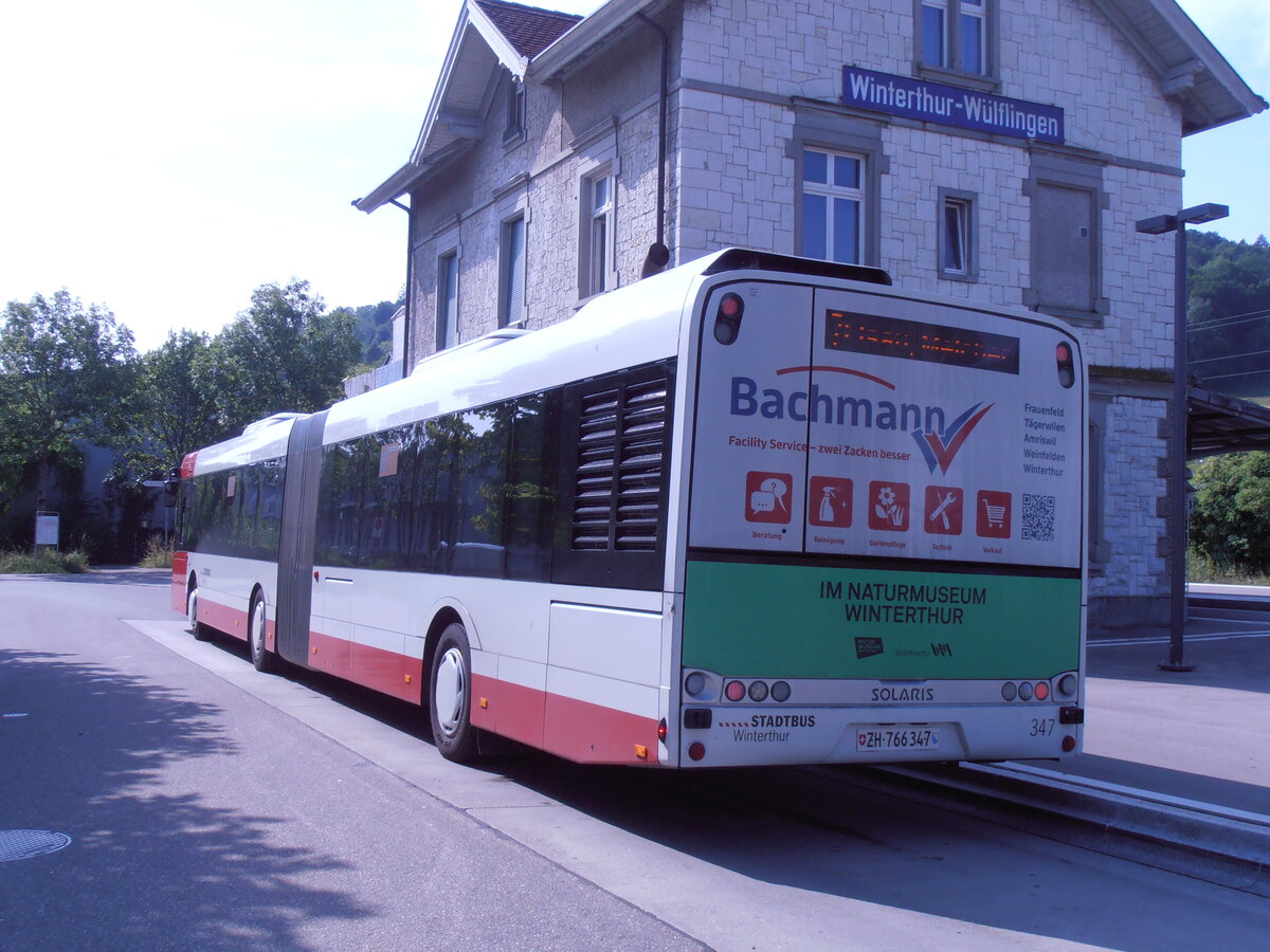 (277'593) - SW Winterthur - Nr. 347/ZH 766'347 - Solaris am 5. Juli 2025 beim BAhnhof Winterthur Wlflingen