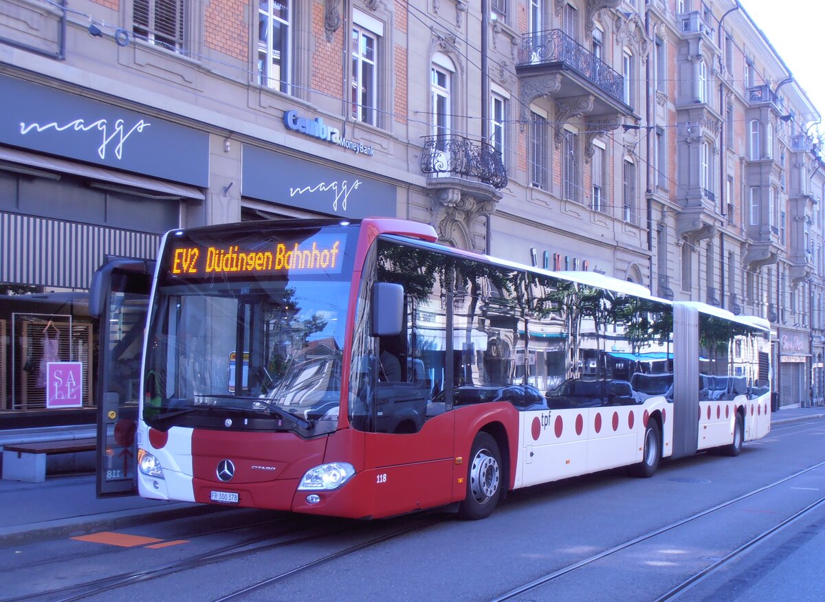 (277'717) - TPF Fribourg - Nr. 118/FR 300'378 - Mercedes am 9. Juli 2025 beim Bahnhof Bern