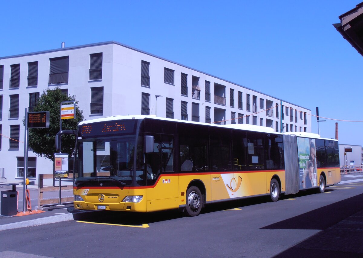(277'772) - PostAuto Nordschweiz - BL 196'031/PID 5345 - Mercedes am 11. Juli 2025 beim Bahnhof Aesch