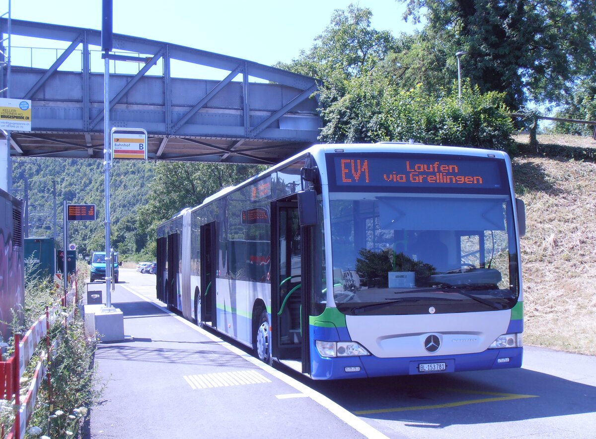 (277'775) - PostAuto Nordschweiz - BL 153'781/PID 12'422 - Mercedes (ex TPL Lugano Nr. 406) am 11. Juli 2025 beim Bahnhof Aesch