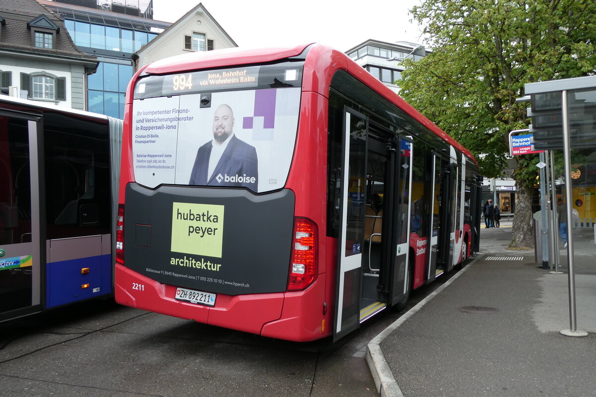 (278'000) - VZO Grningen - Nr. 2211/ZH 892'211 - eMercedes am 25. Juli 2025 beim Bahnhof Rapperswil