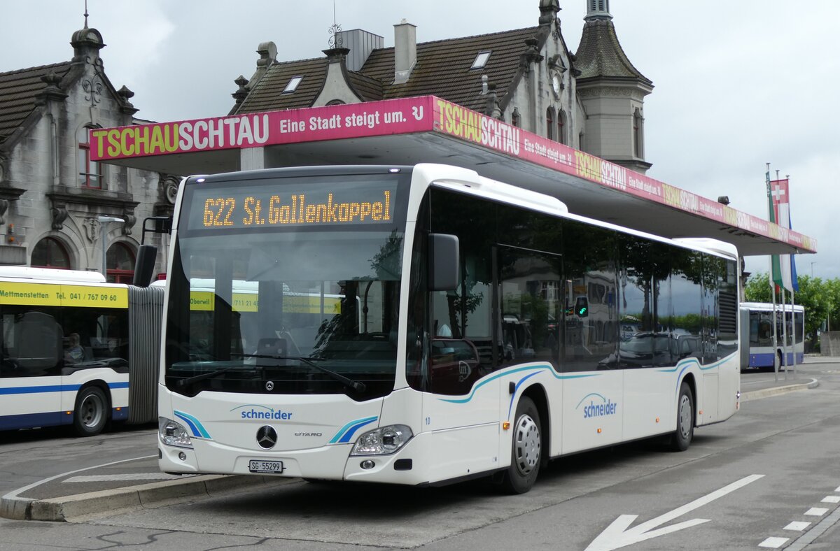 (278'006) - Schneider, Ermenswil - Nr. 10/SG 55'299 - Mercedes am 25. Juli 2025 beim Bahnhof Rapperswil
