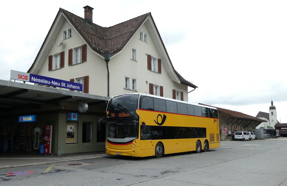 (278'027) - PostAuto Ostschweiz - SG 445'308/PID 11'042 - Alexander Dennis (ex SG 443'908) am 25. Juli 2025 beim Bahnhof Nesslau-Neu St. Johann