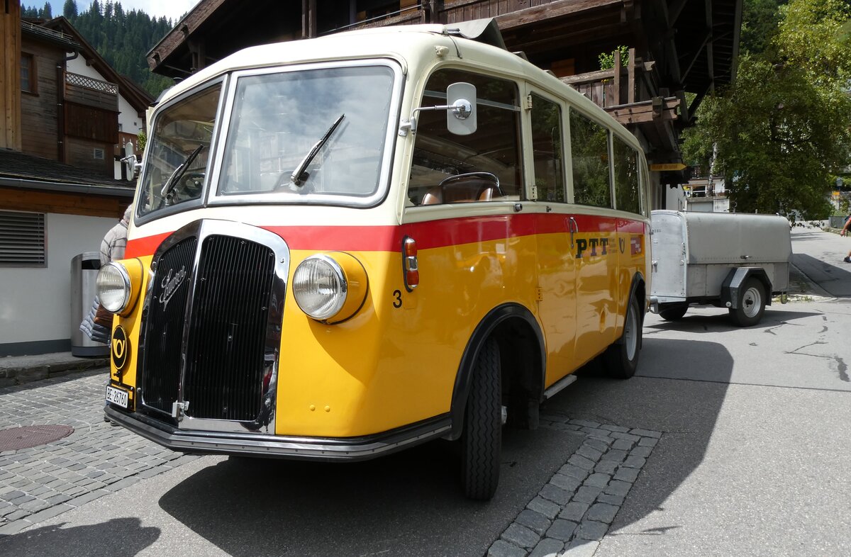 (278'147) - Schmid, Thrishaus - Nr. 3/BE 26'760 - Saurer/Gangloff (ex Geiger, Adelboden Nr. 3) am 27. Juli 2025 in Adelboden, Dorfstrasse