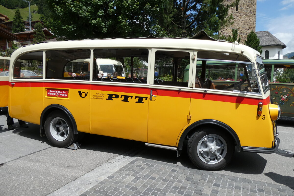 (278'149) - Schmid, Thrishaus - Nr. 3/BE 26'760 - Saurer/Gangloff (ex Geiger, Adelboden Nr. 3) am 27. Juli 2025 in Adelboden, Dorfstrasse