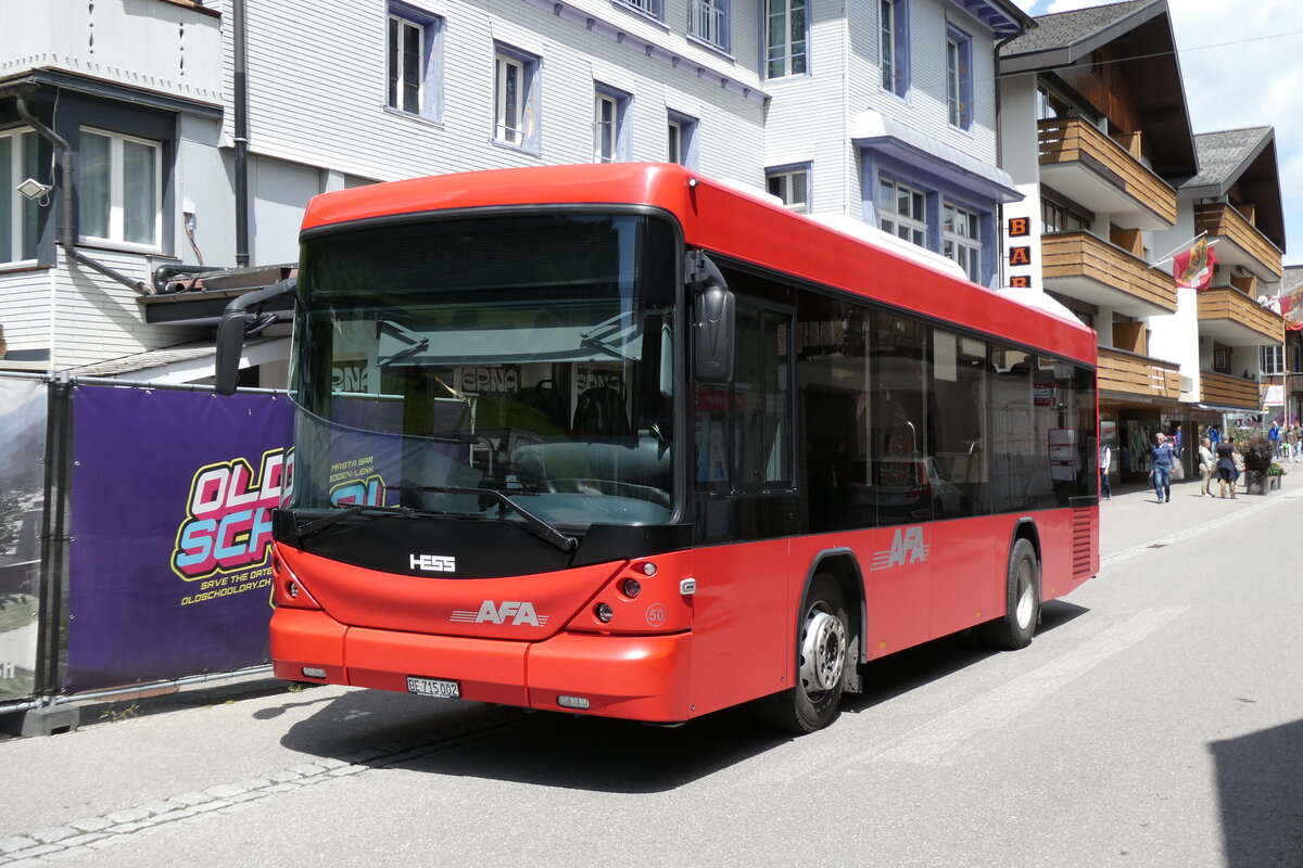 (278'205) - AFA Adelboden - Nr. 50/BE 715'002 - Scania/Hess am 27. Juli 2025 in Adelboden, Vorschwand