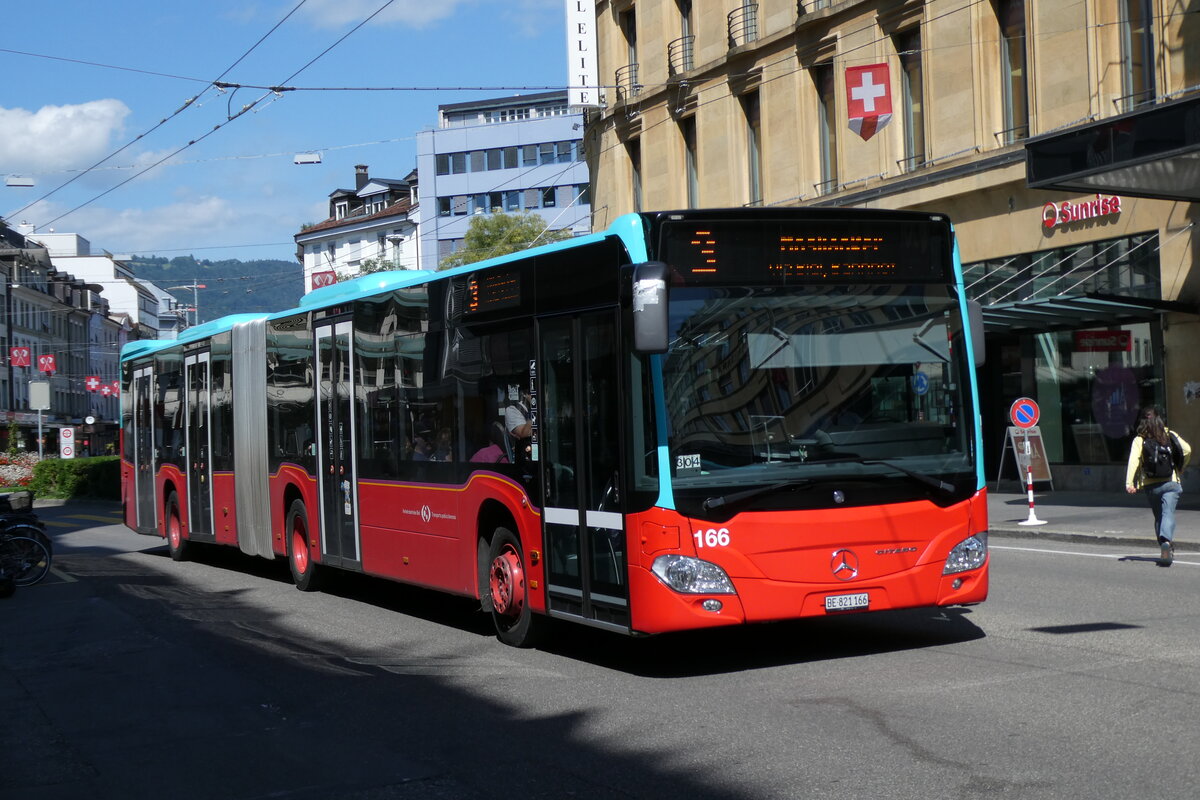 (278'502) - VB Biel - Nr. 166/BE 821'166 - Mercedes am 4. August 2025 beim Bahnhof Biel