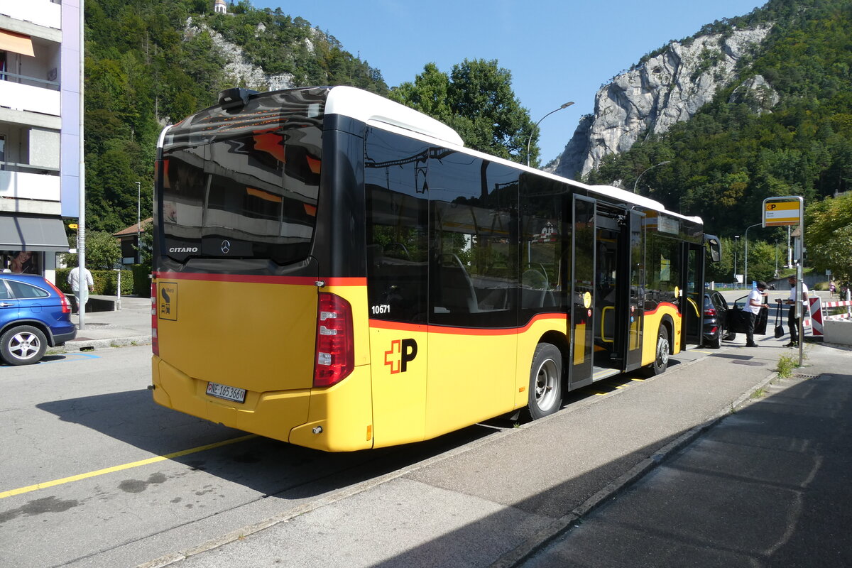 (278'719) - CarPostal Ouest - NE 165'366/PID 10'671 - Mercedes (ex VD 606'251) am 9. August 2025 beim Bahnhof Moutier