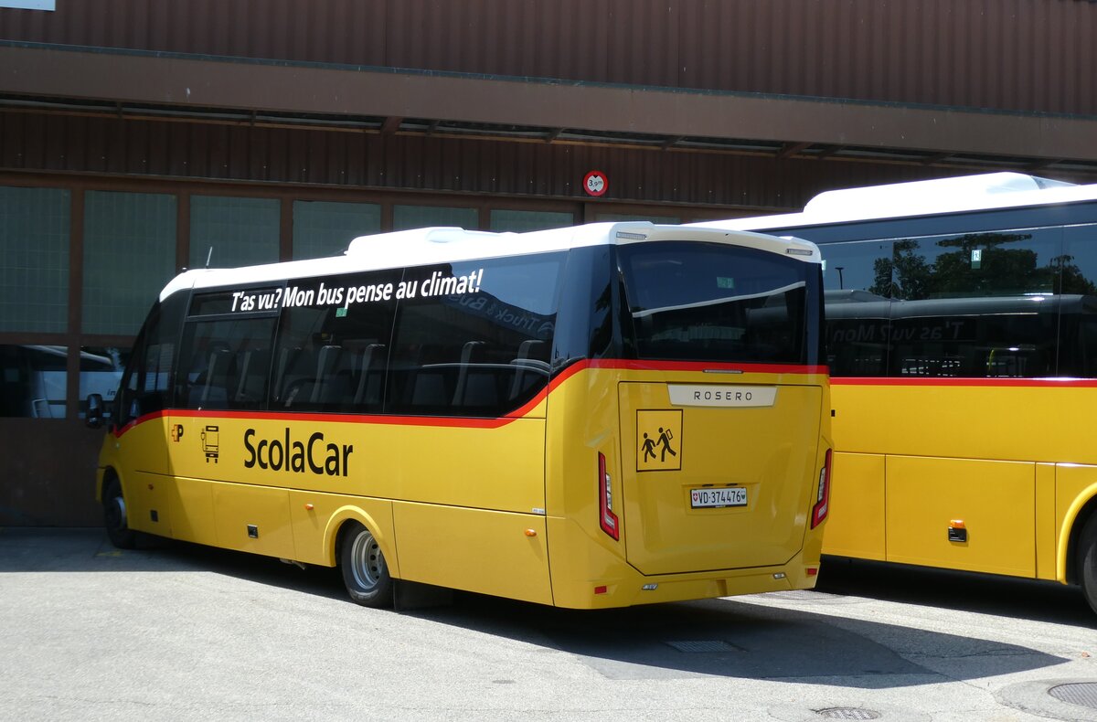 (278'747) - CarPostal Ouest - VD 374'476/PID 11'906 - eIveco/Rosero am 9. August 2025 in Yverdon, Garage