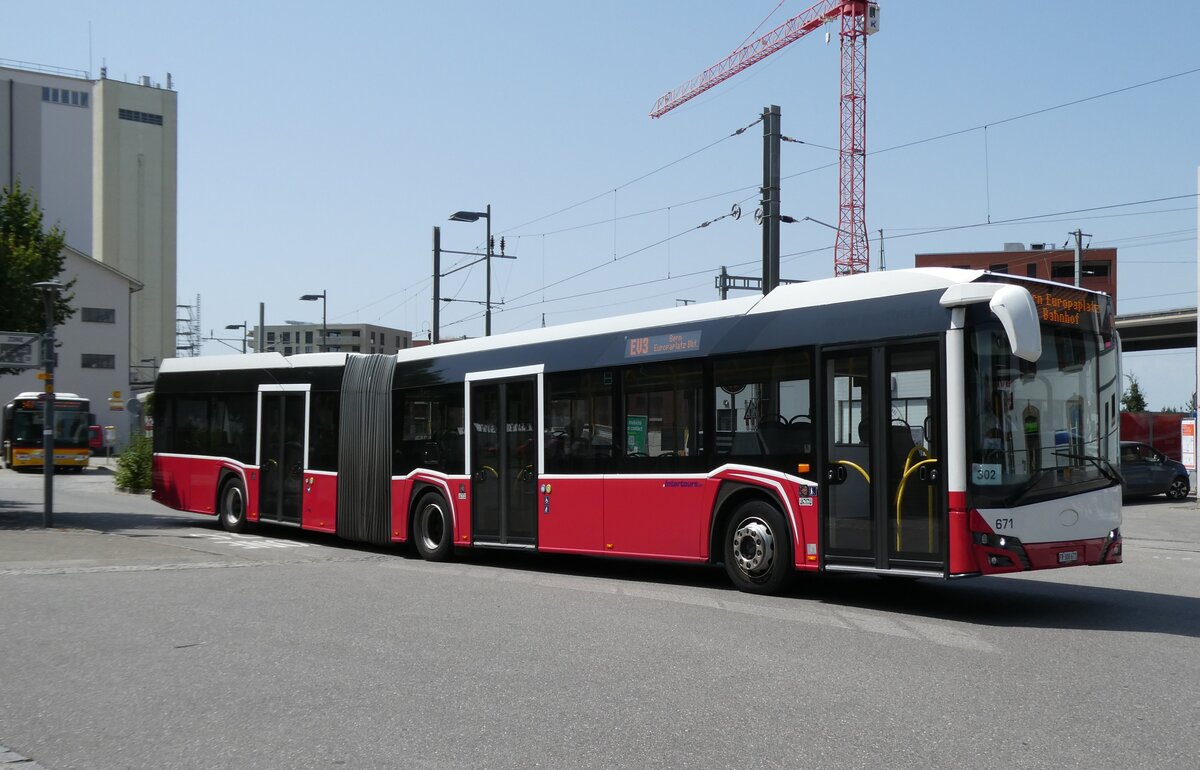 (278'886) - Intertours, Domdidier - Nr. 671/FR 300'671 - Solaris (ex PostBus/A BD 15'715) am 15. August 2025 beim Bahnhof Ddingen