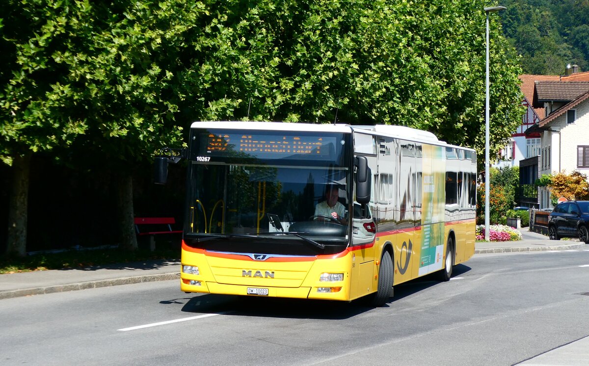 (279'206) - PostAuto Zentralschweiz - Nr. 505/OW 10'023/PID 10'267 - MAN (ex Nr. 4; ex Dillier, Sarnen Nr. 4) am 19. August 2025 beim Bahnhof Sarnen