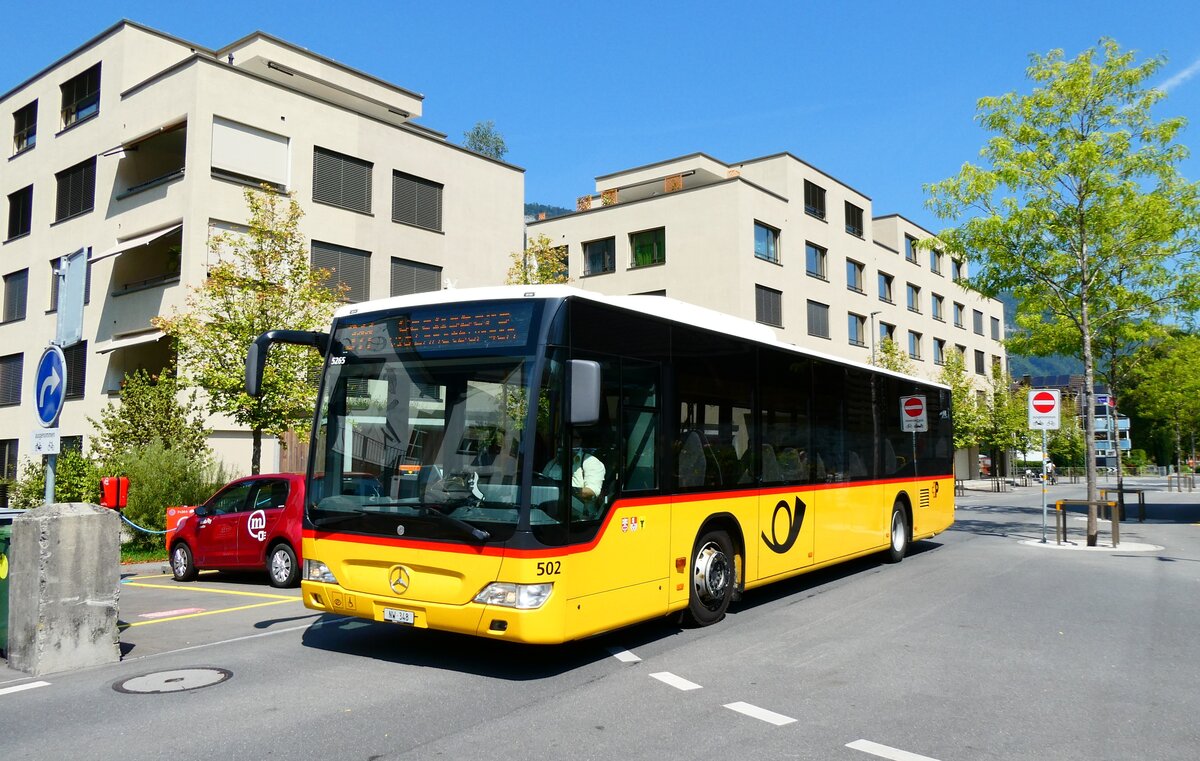 (279'216) - PostAuto Zentralschweiz - Nr. 502/NW 348/PID 5265 - Mercedes (ex Nr. 52; ex Nr. 31; ex Thepra, Stans Nr. 31) am 19. August 2025 beim Bahnhof Stans