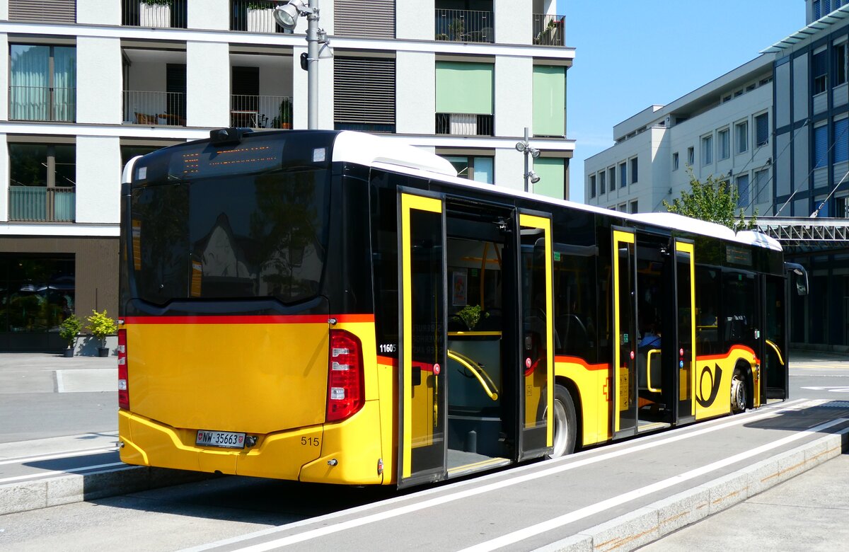 (279'224) - PostAuto Zentralschweiz - Nr. 515/NW 35'663/PID 11'606 - Mercedes (ex Hfliger, Sursee Nr. 33) am 19. August 2025 beim Bahnhof Stans