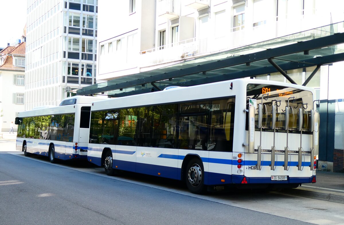 (279'400) - ZVB Zug - Nr. 508/ZG 84'508 - Lanz+Marti/Hess Personenanh�nger am 26. August 2025 beim Bahnhof Zug