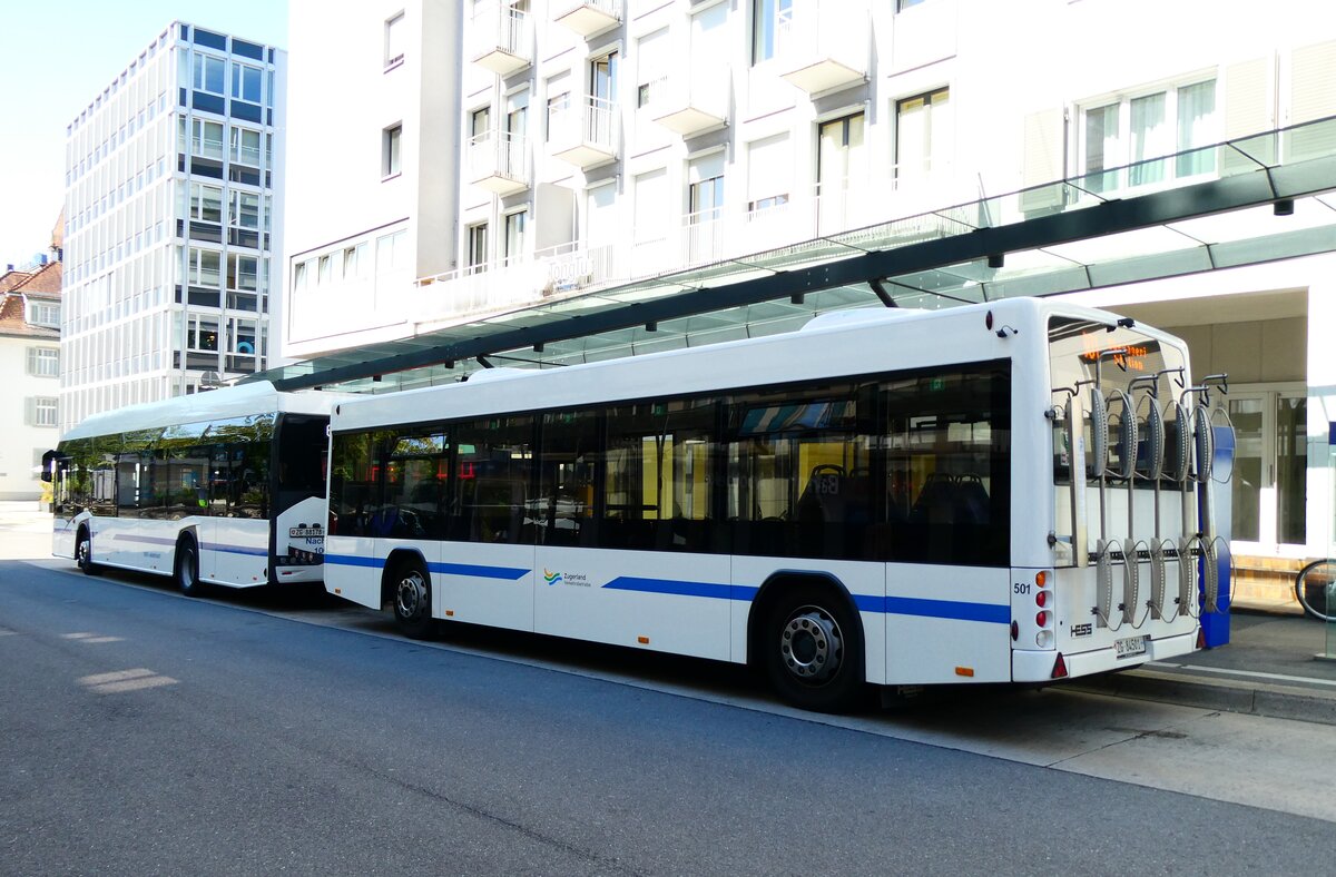 (279'409) - ZVB Zug - Nr. 501/ZG 84'501 - Lanz+Marti/Hess Personenanh�nger am 26. August 2025 beim Bahnhof Zug