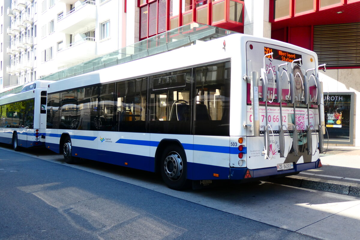 (279'436) - ZVB Zug - Nr. 503/ZG 84'503 - Lanz+Marti/Hess Personenanhnger am 26. August 2025 beim Bahnhof Zug