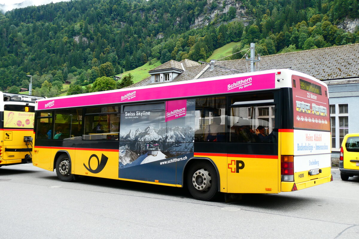 (279'470) - PostAuto Bern - BE 499'063/PID 10'299 - Lanz+Marti/Hess Personenanhnger (ex VBL Luzern Nr. 310) am 28. August 2025 beim Bahnhof Lauterbrunnen