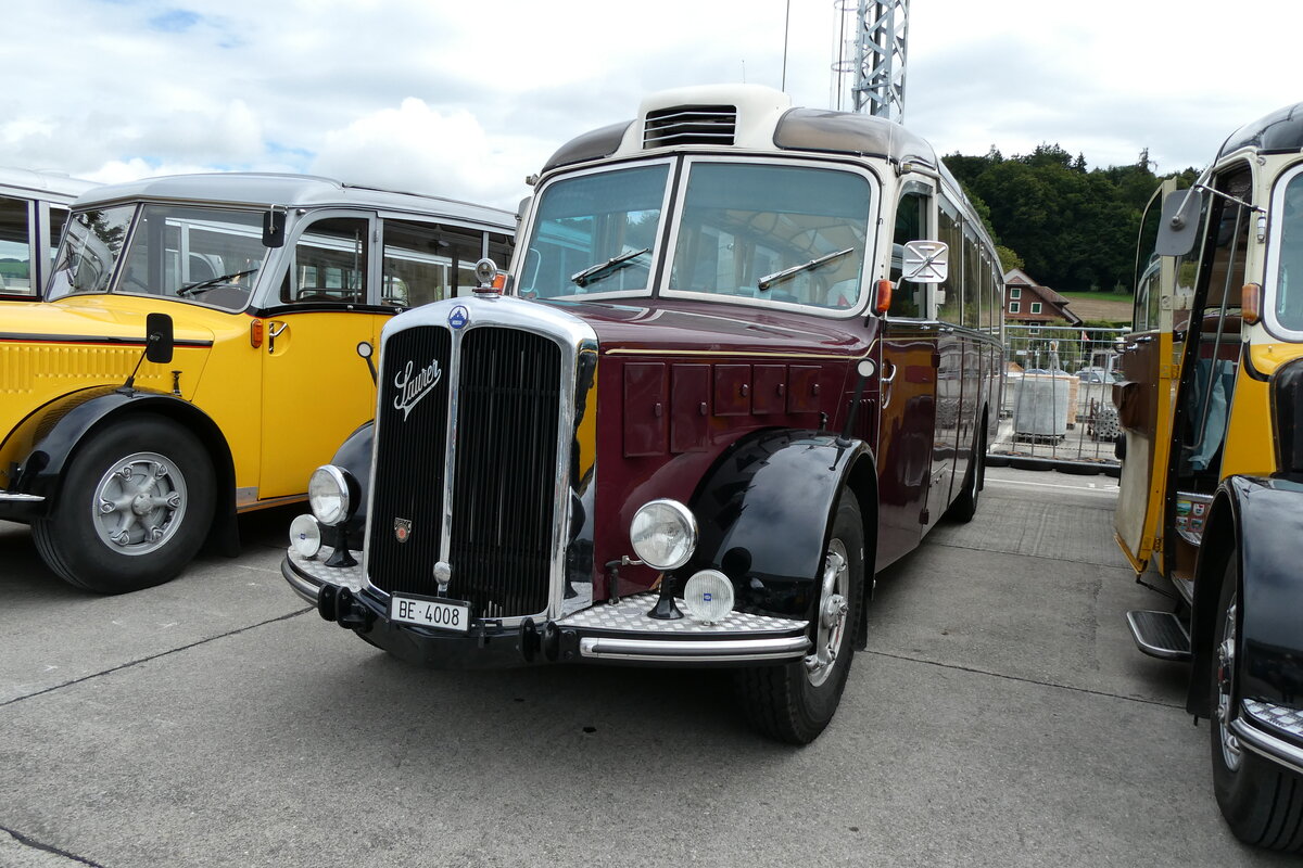 (279'627) - Roth, Niederwangen - BE 4008 - Saurer/Eggli (ex Paproth, D-Mainz; ex Hotel Orselina, Locarno; ex Riederer, St. Margarethenberg; ex Luk, Grsch; ex P 23'138; ex P 2205) am 30. August 2025 in Oberkirch, CAMPUS Sursee 