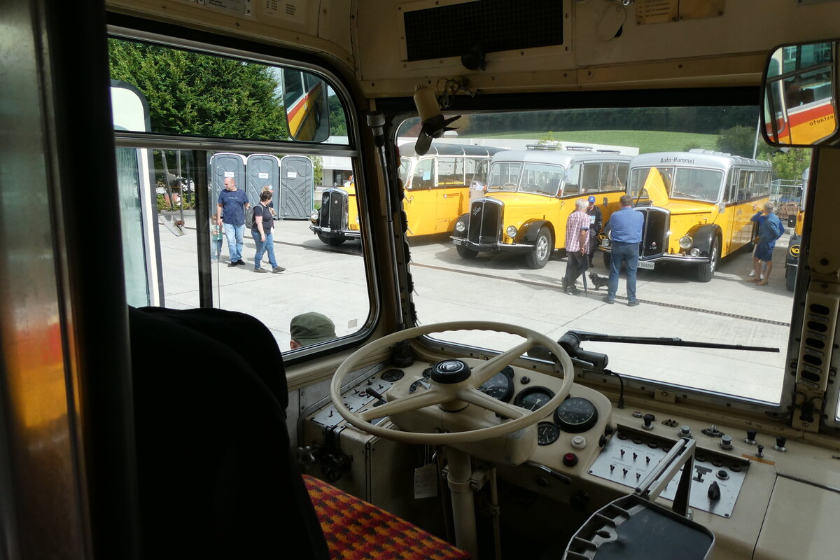 (279'774) - ZVB Zug - Nr. 113/ZG 3380 - Saurer/Saurer (ex Nr. 13) am 30. August 2025 in Oberkirch, CAMPUS Sursee (Innenaufnahme)