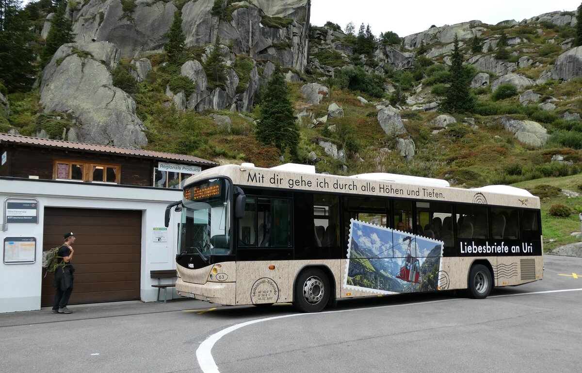 (279'844) - AAGU Altdorf - Nr. 63/UR 9124 - Scania/Hess (ex PID 5328) am 3. September 2025 in Gscheneralp, Dammagletscher