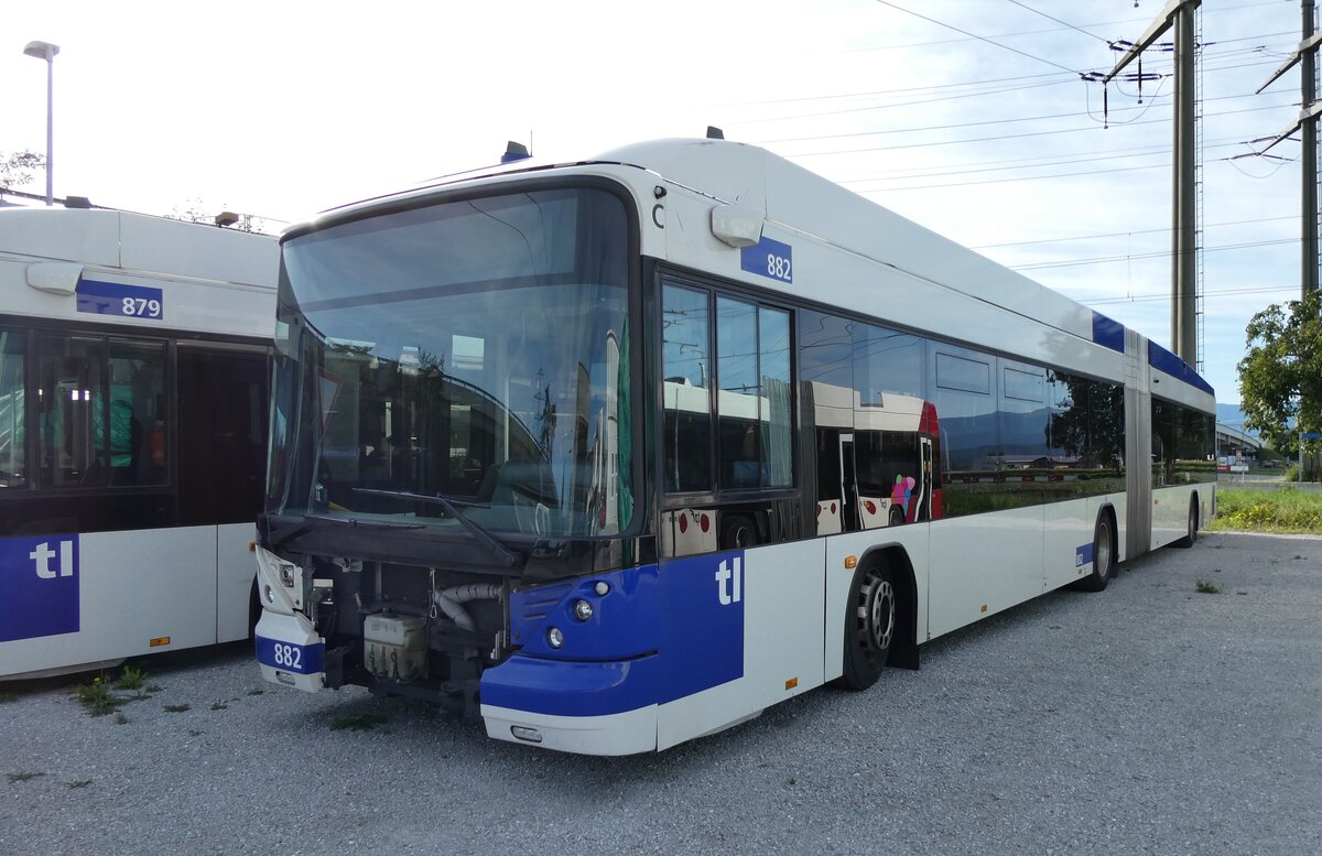 (280'031) - TL Lausanne - Nr. 882 - Hess/Hess Gelenktrolleybus am 6. September 2025 in Kerzers, Interbus