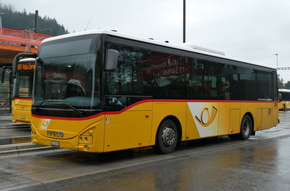 (280'117) - PostAuto Graubnden - GR 176'057/PID 11'637 - Iveco (ex Nr. 11; ex Fontana, Ilanz Nr. 11) am 9. September 2025 beim Bahnhof Ilanz