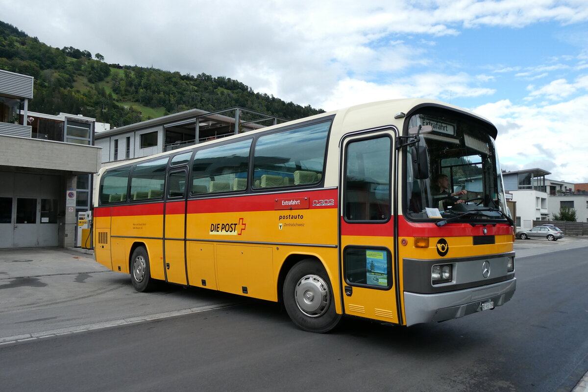 (280'195) - Buzzi, Bern - BE 910'789 - Mercedes (ex Mattli, Wassen/PID 2295) am 9. September 2025 in Ilanz, Garage Fontana