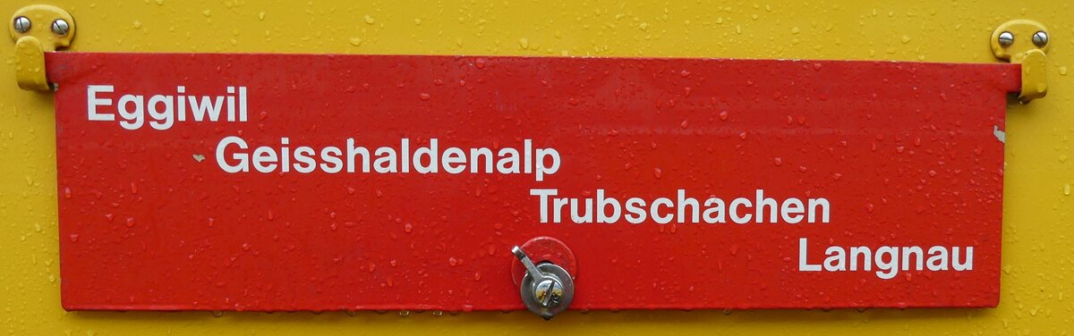 (280'687) - Routentafel - Eggiwil Geisshaldenalp Trubschachen Langnau - am 27. September 2025 beim Bahnhof Wdenswil