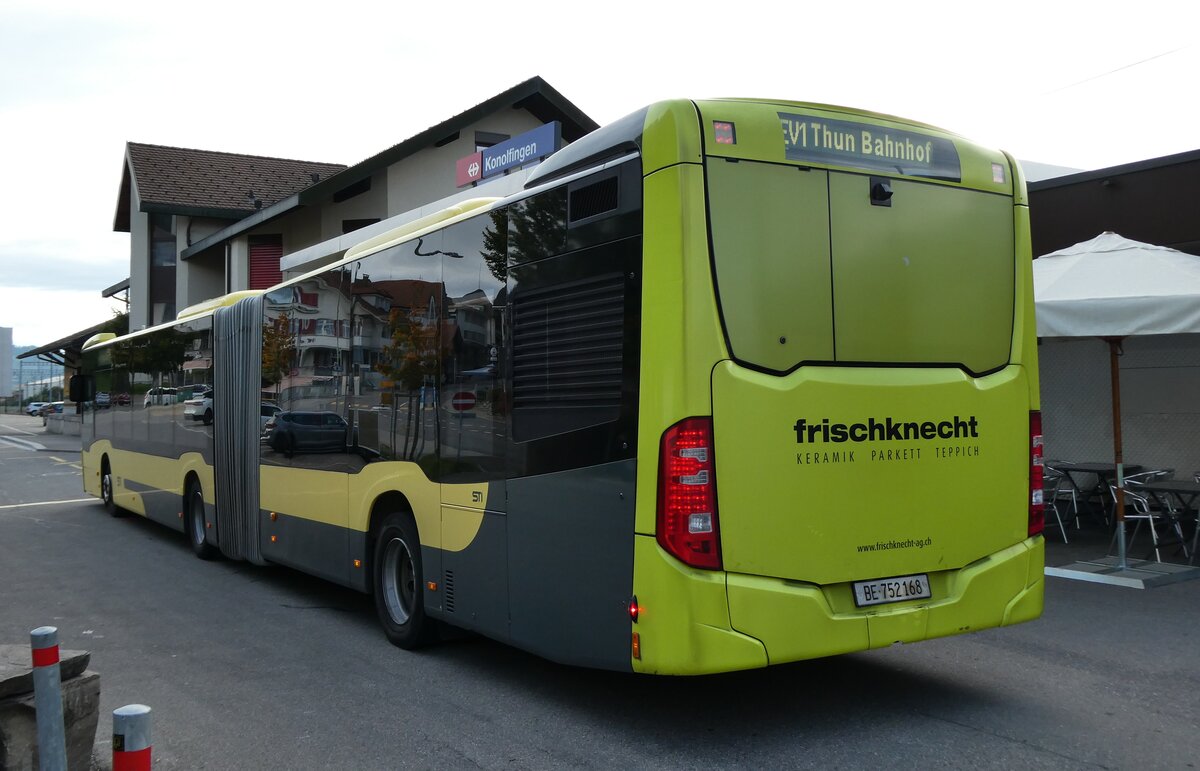 (280'939) - STI Thun - Nr. 168/BE 752'168 - Mercedes am 4. Oktober 2025 beim Bahnhof Konolfingen