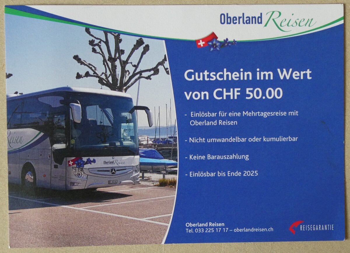 (281'073) - Oberland Reisen-Gutschein am 8. Oktober 2025 in Thun