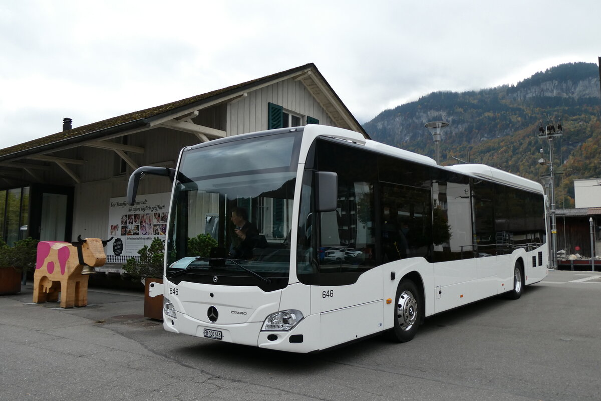 (281'522) - Intertours, Domdidier - Nr. 646/FR 300'646 - Mercedes am 16. Oktober 2025 beim Bahnhof Meiringen