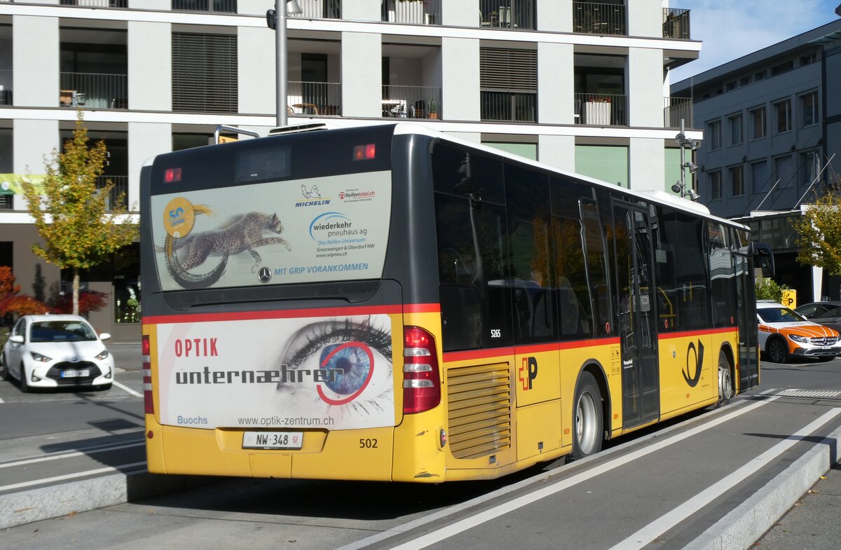 (281'872) - PostAuto Zentralschweiz - Nr. 502/NW 348/PID 5265 - Mercedes (ex Nr. 31; ex Thepra, Stans Nr. 31) am 28. Oktober 2025 beim Bahnhof Stans