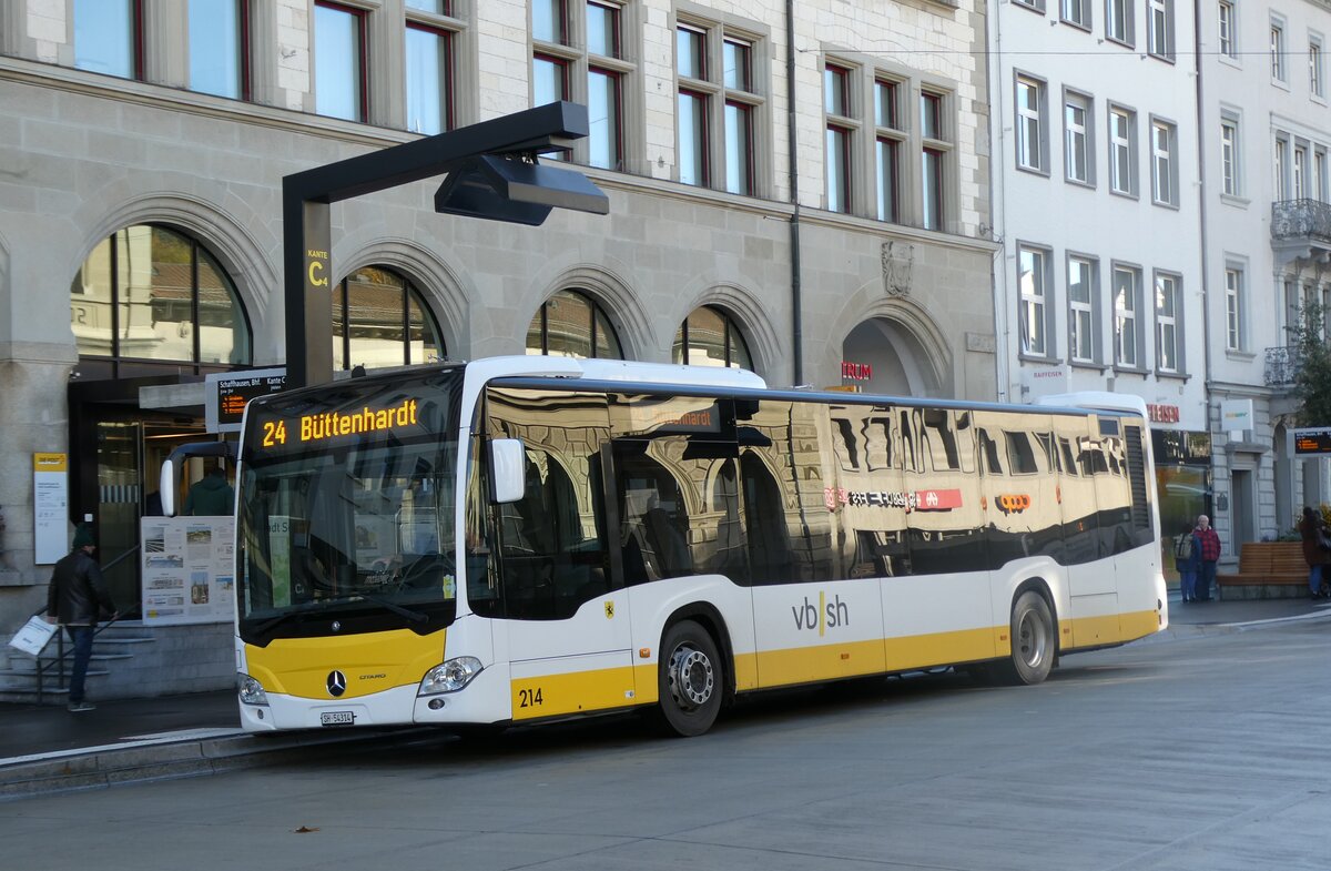 (281'889) - VBSH Schaffhausen - Nr. 214/SH 54'314 - Mercedes am 30. Oktober 2025 beim Bahnhof Schaffhausen
