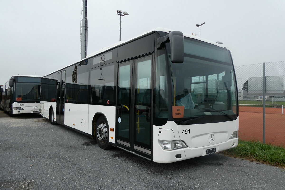 (281'971) - Intertours, Domdidier - Nr. 491 - Mercedes (ex Steiner, Ortschwaben Nr. 12/PID 4289) am 1. November 2025 in Domdidier, Garage